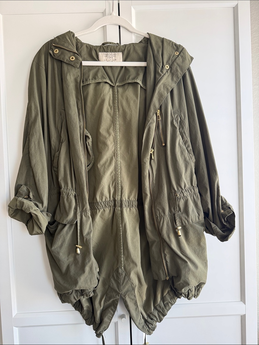 Zara Trafaluc Olive Green Utility Hooded Jacket